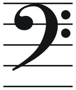 The bass (or F) clef is used for most double bass music.