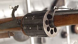 Detail of an 8-chambered matchlock revolver (Germany c. 1580)