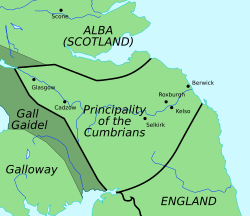 Map of David's principality of "the Cumbrians"