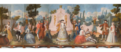 A scene depicting many criollos at a soiree in the garden of Chapultepec, ca. 1780–1790, Museo Nacional de Historia, Chapultepec Castle, Mexico City.