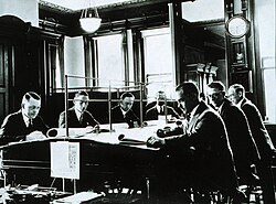Meteorologists preparing a forecast, early 20th century