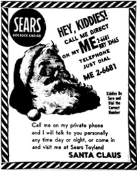 1955 Sears ad in the Colorado Springs Gazette-Telegraph with the misprinted telephone number that led to the NORAD Tracks Santa Program