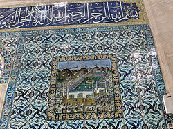 Tekfursaray tiles in the Hekimoğlu Ali Paşa Mosque (1734), including a depiction of the Great Mosque of Mecca