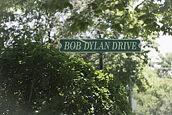Bob Dylan Drive street sign in Hibbing, Minnesota