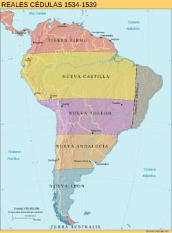 The adelantado grants of Charles V before the establishment of the Viceroyalty of Peru.