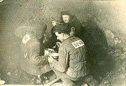 Political prisoners eating lunch in a Gulag camp, 1955.
