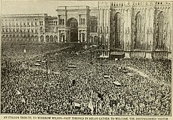 Vast throngs of Italians in Milan gather to welcome Wilson.