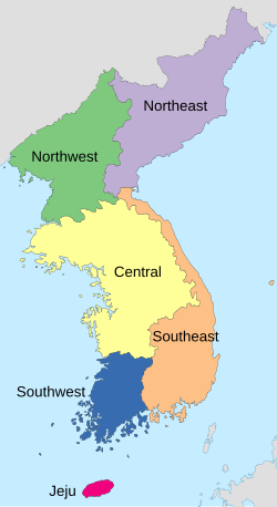 Dialect zones in the National Atlas of Korea[3]
