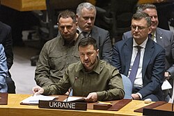 Zelenskyy at the UN Security Council in New York City on 20 September 2023