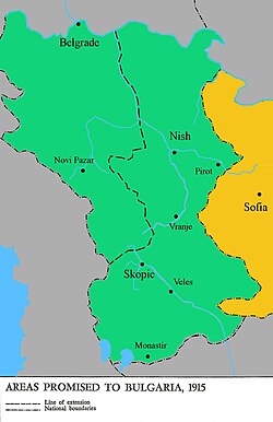 Serbian territories guaranteed to Bulgaria with the Treaty of Amity and Alliance