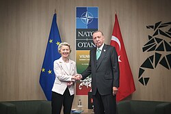 Erdoğan and President of the European Commission Ursula von der Leyen on 12 July 2023