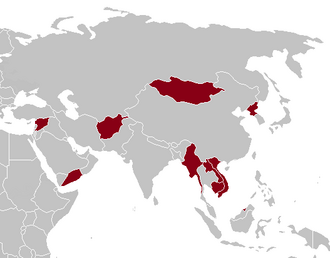 Boycotting countries are in dark red