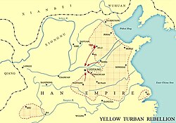 Map showing the Yellow Turban Rebellion