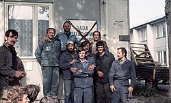 Lenin Shipyard workers, Poland, on strike in August 1980, with the name of the state-controlled trade union crossed out in protest