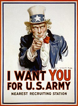 U.S. Army recruiting poster with Uncle Sam, 1917