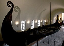 The Oseberg ship, a karve from around 834 AD.