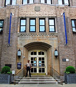 The entrance to the College of Physicians and Surgeons in Washington Heights