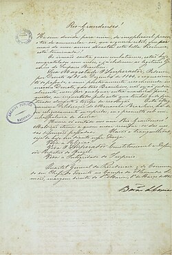 Declaration of the Brazilian Government announcing the end of the war, in 1845