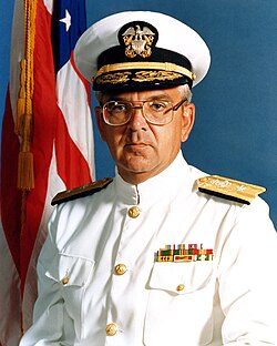 Commodore Charles F. Clark (US Navy) in 1984, with one-star insignia.