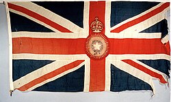 The flag of the Viceroy of India displayed the Star of the Order beneath the Tudor Crown.[2]
