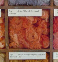 Wool dyed with a mix of cochineal and onion skins