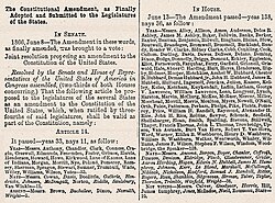 Senate and House votes on the Fourteenth Amendment