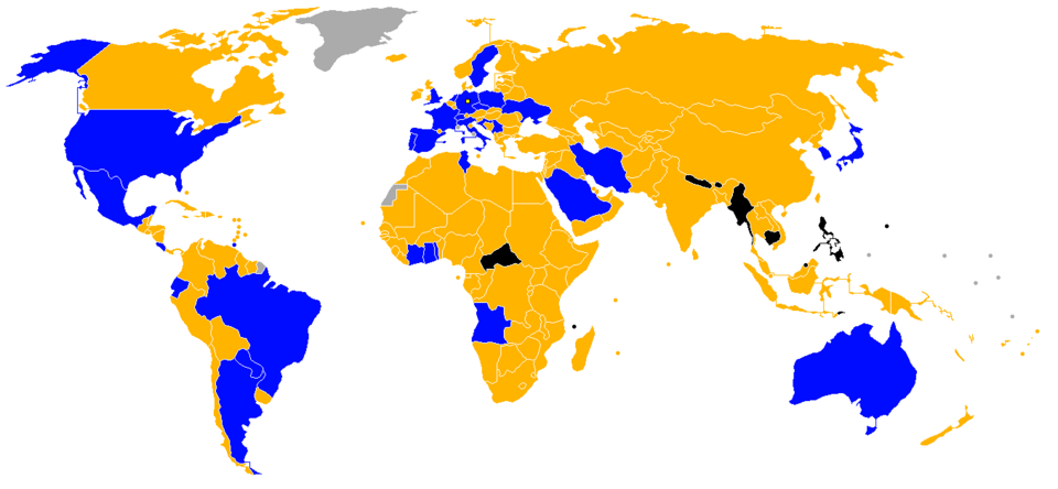 Country qualified for World Cup Country failed to qualify Country did not enter World Cup Country not a FIFA member