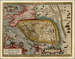 Barbuda's 1584 map, also published by Ortelius, already applies the name China to the entire country. However, for another century many European maps continued to show Cathay as well, usually somewhere north of the Great Wall