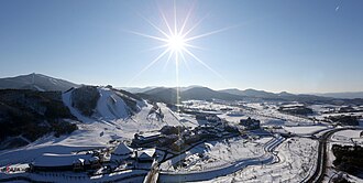 Pyeongchang, Gangwon – winter is cold but relatively dry, with clear blue skies.