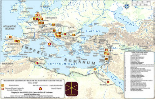 Map of Roman legions by 14 AD
