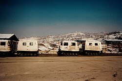 UN Bv206 light tracked "softskin" (unarmoured) vehicles in Sarajevo.