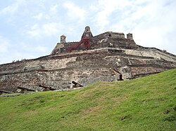 San Felipe de Barajas Fortress Cartagena de Indias. In 1741, the Spanish repulsed a British attack on this fortress in present-day Colombia in the Battle of Cartagena de Indias.