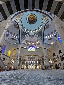 Interior of the Çamlıca Mosque (2019) in Üsküdar, a recent neo-Ottoman mosque