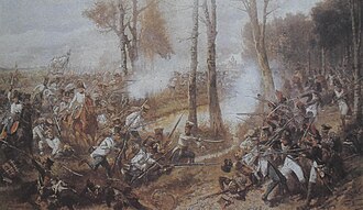 Troops of the 19th Hungarian Regiment engaging French infantry