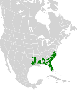 Range map of red-cockaded woodpecker