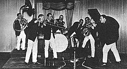 Chink Martin (far left) on sousaphone in Johnny Bayersdorffer's Novelty Orchestra, New Orleans, 1922