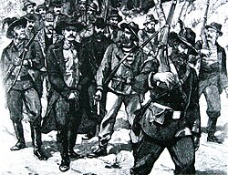 A sketch showing the arrest of Leander Starr Jameson after the failed Jameson raid, in 1896