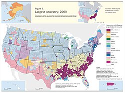 U.S. Ancestries by County, Germany in light blue, as of 2000 census