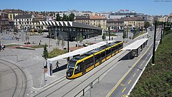 CAF Tram on Line 17 at Széll Kálmán Square