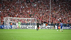 Most knockout competitions use a penalty shoot-out to decide the winner if a match ends as a draw