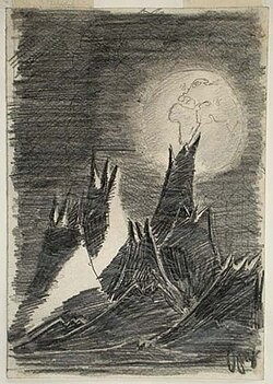 A drawing of the moon by Petr Ginz, the editor of Vedem