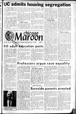 A newspaper whose headline is "UC admits housing segregation"
