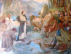 Nineteenth century illustration of Columba's meeting with King Bridei, by William Hole