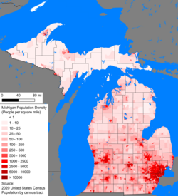 Michigan 2020 population distribution