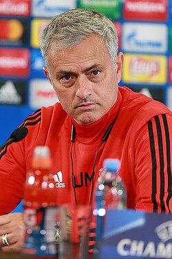 Mourinho during a UEFA Champions League pre-match press conference with United in 2017