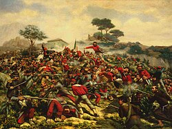 Battle of Calatafimi between Garibaldi's Redshirts and the troops of the Kingdom of the Two Sicilies, during the Expedition of the Thousand