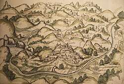 Map of Metztitlan, from the Relación Geográfica de Metztitlán (1579)