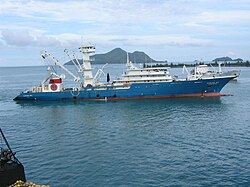 Modern Spanish tuna purse seiner in the Seychelles Islands