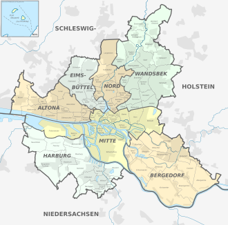 The 7 boroughs and 104 quarters of Hamburg
