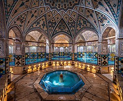 16th-century Sultan Amir Ahmad Bathhouse in Kashan, Iran. Part of it is now used as a teahouse.